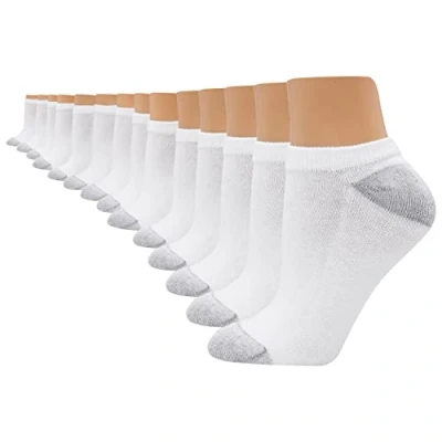 Image of Hanes Women&#039;s Value, No Show Soft Moisture Wicking Socks, Available in 10 and 14 Packs, White 14, 4 8 UK (Pack of 14)