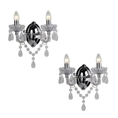 Image of firstchoicelighting 2 x Clear Acrylic and Chrome Marie Therese Style Twin Wall Light