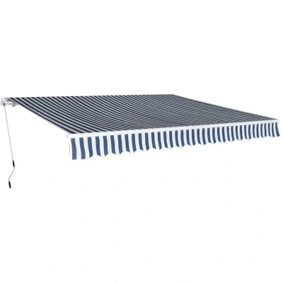 Image of vidaXL Folding Awning Manual Operated 400 cm Blue/White