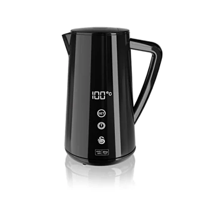 Image of Swan SK14650BLKN Alexa Smart Kettle, LED Touch Display, Keep Warm Function, Stainless Steel Insulated, 1.5L, 1800W, Black