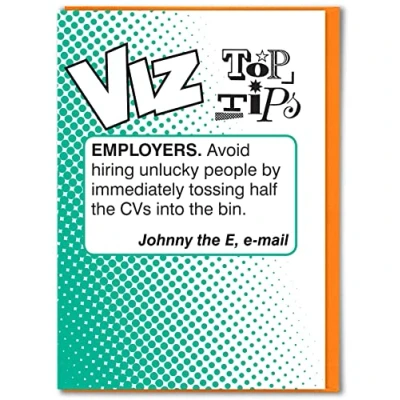 Image of Brainbox Candy Official Viz Top Tips Birthday Card Hilariously Funny &#039;Employers&#039; Cheeky Alternative Humour For Him Her Men Women Friend Mates Sold