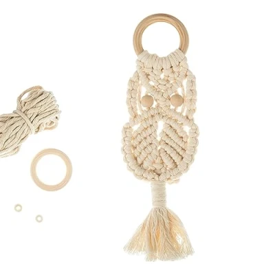 Image of Trimits Make Your Own Macramé Decoration Kit, Natural Owl