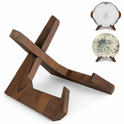 Image of ANBOXIT Bowl Stands for Display, 6,5 Inch Plate Stand, Wooden Easel Frame Holder, Display Stand Large Deep Bowls Platters and Dishes, 23 x 20 16,7cm (For under 12,7cm in Depth)