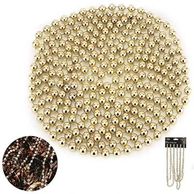 Image of SRV Hub Christmas Tree Rose Gold Beads Luxury Beads, 2.7M Wedding Decoration Bead Garland for Indoor Decorations Hanging Ornaments