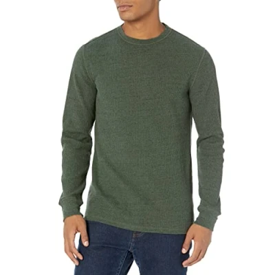 Image of Amazon Essentials Men&#039;s Slim Fit Long Sleeve Waffle Shirt, Olive Heather, M