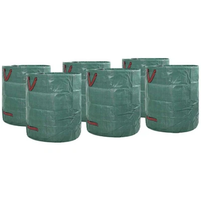 Image of vidaXL Garden Waste Bags with Handles 12 pcs Foldable Round Green 272 L