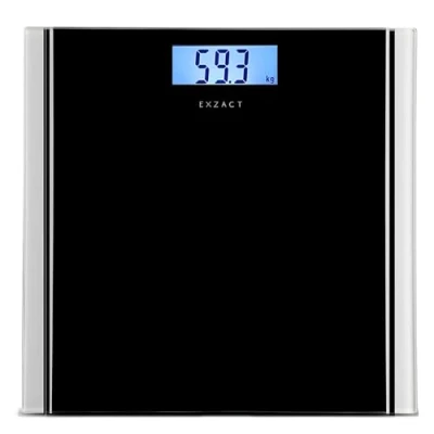 Image of EXZACT Bathroom Scale Digital, Electronic Body Max.180kg Switch between kgs/stones/lbs High Precision, Backlight LCD Display (Black)