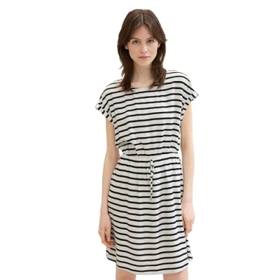 Image of TOM TAILOR Denim Women&#039;s 1042798 Dress, 32615 White Black Stripe, XL