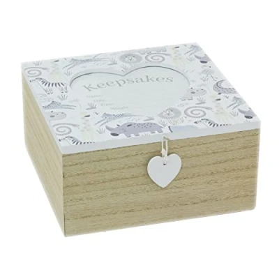 Image of Carousel Home Baby Keepsake Box New Memory Wooden Animal Newborn Girl Boy