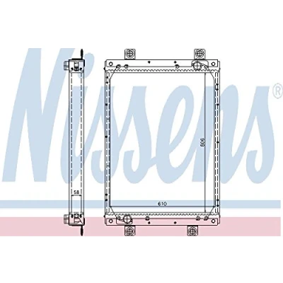 Image of 1324253, 1324253R, 1628616, 1628616R, 1831442 Engine radiator NISSENS 61439A Aluminium 806mm 610mm 58mm with frame Brazed cooling fins