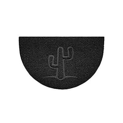 Image of Nicoman Embossed Halfmoon Half Circle Door Mat Dirt Trapper Jet Washable Doormat 70x44cm (Black, CACTUS Shape) Use Indoor or Sheltered Outdoor