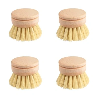 Image of Thyonta 4 PCS Wooden Washing Up Brush Replacement Heads for Eco Dish Soft &amp; Hard Bristles Plates, Stove Tops, Bathtubs, More