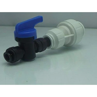 Image of American Fridge Pipe Connector &amp; Isolater, 15mm push fit to 6mm Shut Off Valve
