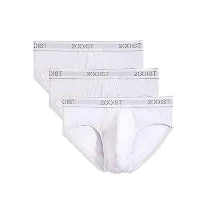 Image of 2(X)IST mens Essential Cotton No Show Brief 3 pack, White New Logo, M