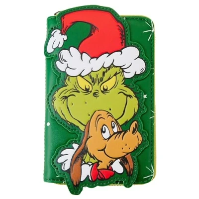 Image of Dr. Seuss&#039; How the Grinch Stole Christmas! Santa Cosplay Zip Around Wallet, Green, One Size