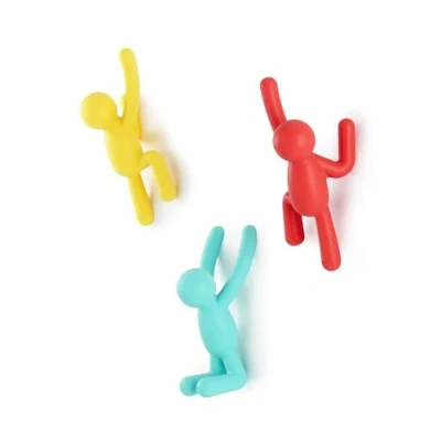 Image of Umbra 318165 022 Buddy Wall Hooks Decorative Mounted Coat Hooks, Set of 3, Bright Multicolored, 10 Inch L x 7.5 W 3 H
