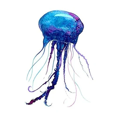 Image of Wee Blue Coo Jellyfish Watercolour Painting Art Print Canvas Premium Wall Decor Poster