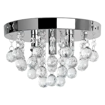 Image of MiniSun Modern Polished Chrome &amp; Clear Acrylic Droplet Flush Ceiling Light Fitting