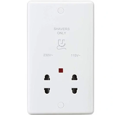 Image of KnightsBridge Curved Edge Dual Voltage Shaver Socket with Neon