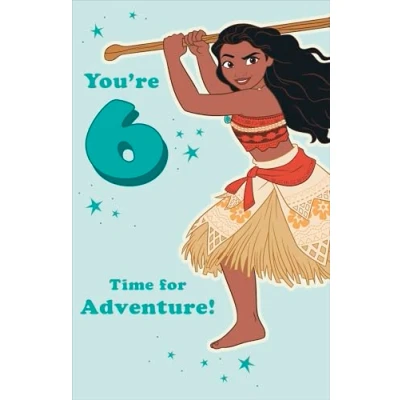 Image of Disney Princess Moana 6th Birthday Greetings Card for Girls, Age 6 Happy Niece/Granddaughter/Daughter/Sister,Cute Children/Kids