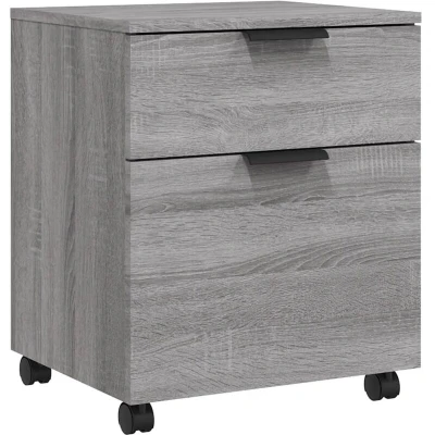 Image of vidaXL Mobile File Cabinet with Wheels Grey Sonoma 45x38x54 cm Engineered Wood