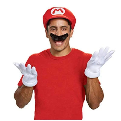 Image of DISGUISE DISX73790 Hat &amp; Moustache Nintendo Mario Costume Accessory, Red, One Size