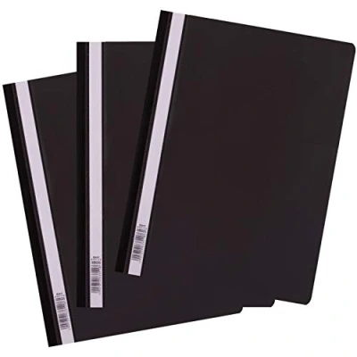 Image of D.RECT Pack of 25 A4 Plastic File Folder with Transparent Front Cover Made PP Film Black