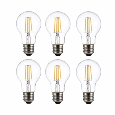 Image of TEKLED® A60 Filament Vintage LED Bulbs E27 Edison Screw Energy Saving 4W Light Bulb 40W Equivalent NONDIMMABLE Clear 2700K 470LM 6 Pack Warm White