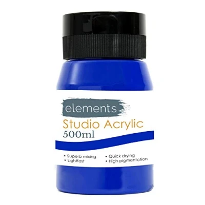 Image of Elements 500ml Acrylic Paint 500 ml Tub Quick Drying Paints with High Pigment and Vibrant Colour Ultramarine