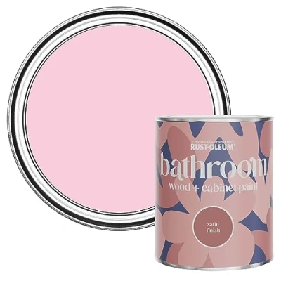 Image of Rust Oleum Pink Moisture Resistant Bathroom Wood and Cabinet Paint in Satin Finish My Husband Said No 750ml