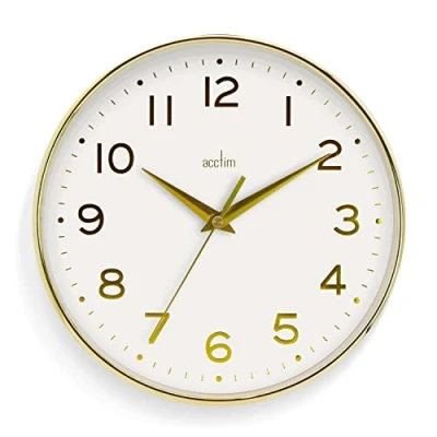 Image of Acctim Rand 20cm Small Wall Clock Foil Embossed Numbers Quartz Movement 22982 (Gold)