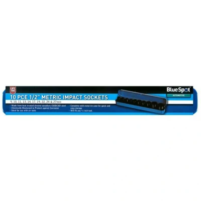 Image of Blue Spot Tools 10 Piece 1/2&quot; Metric Impact Sockets (9 27MM)