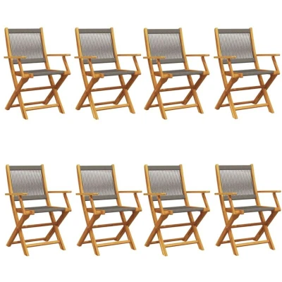 Image of vidaXL Folding Garden Chairs 8 pcs Grey Solid Wood Acacia