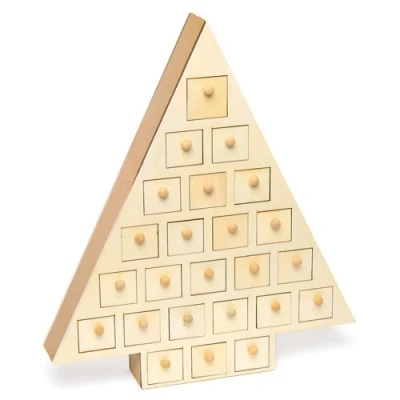 Image of Baker Ross AC423 Wooden Advent Tree (Pack of 1), Perfect for Children to Design and Decorate, Ideal School, Groups Home Crafting, Assorted