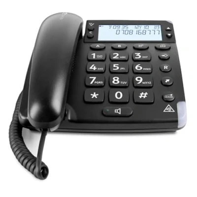 Image of Doro Magna 4000 Landline Phone Corded House Ideal for Seniors Audio Boost Button and Display 2 One Touch Memories Speakerphone Black Visual Ring Indicator No Answerphone