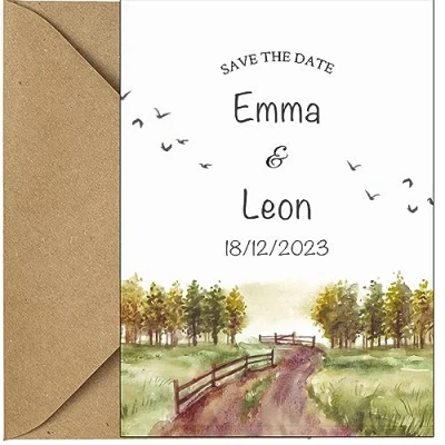 Image of 25 Rustic Premium Wedding Save the Date Cards with Envelopes