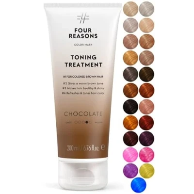 Image of Four Reasons Color Mask Chocolate (27 Colors) Toning Treatment, Depositing Conditioner, Tone &amp; Enhance Treated Hair Semi Permanent Dye, Vegan and Cruelty Free, 6.76 fl oz