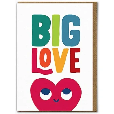 Image of Brainbox Candy Funny Birthday Card &#039;Big Love&#039; Cute Colourful Humour Cards For Him Her Friends Happy