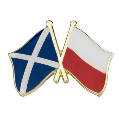 Image of Poland Polish &amp; Scotland Saltire Scottish Friendship National Flag Metal Enamel Pin Badge