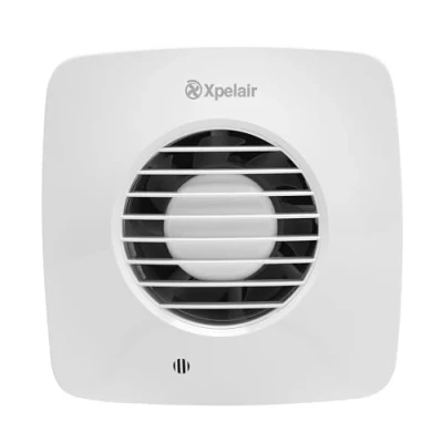 Image of Xpelair 4 inch (100mm) Simply Silent Square Bathroom Fan with timer, Cool White (DX100BTS)