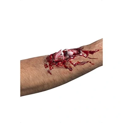 Image of Smiffys Make Up FX, Broken Bone Latex Scar, Red with Adhesive, Cosmetics and Disguises Fancy Dress, Cosmetic Dress &amp; Disguises.