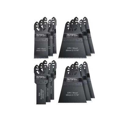 Image of Faithfull Multi Tool Blade Set 12 Piece Wood + Metal Cut FAIMFKIT12 XMS18MTSET12