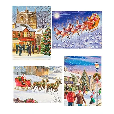 Image of UK Greetings Multipack of 24 Christmas Cards for Him/Her/Friend 4 Cheerful Designs