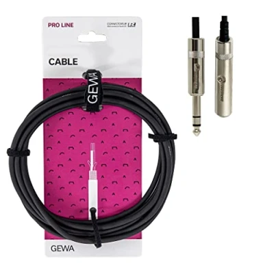 Image of GEWA Headphone extension Pro Line 6,3mm/3m, black, REAN plug, stereo jack (m) (m), 190711