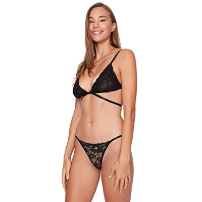 Image of Trendyol Women&#039;s Underwear Set Black Ajouré Underpants, L (Pack of 2)