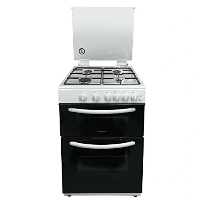 Image of Statesman GDL60W NOVA Double Oven Gas Cooker with Glass Lid &amp; Closed Door Grilling, 4 Burners, 60cm Wide, White