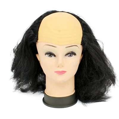 Image of Novelty Scientist Cosplay Old Man Half Bald Head Wig, Black