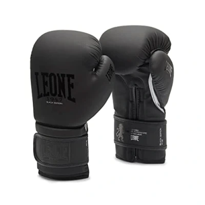 Image of LEONE 1947, Black Edition Boxing Gloves, Unisex Adult, Black, 10 OZ, GN059