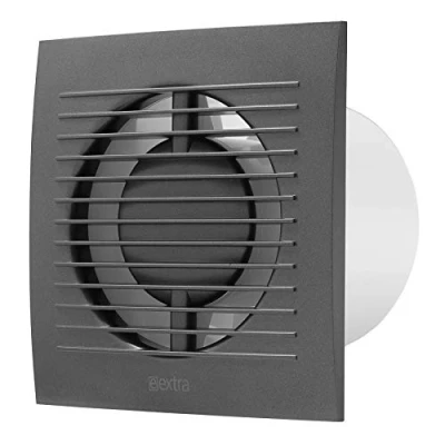 Image of EUROPLAST Diameter 100mm Bathroom Extractor Fan with Timer and Humidistat 4 inch Anthracite Axial Ventilation Wall Mounted Square