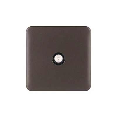 Image of Schneider Electric Lisse Screwless Deco Single TV/FM Aerial Socket, 240V, GGBL7010BMB, Mocha Bronze with Black Insert